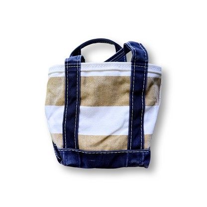 Vintage Y2K LL Bean Boat & Tote Mini Khaki and White Rugby Stripes