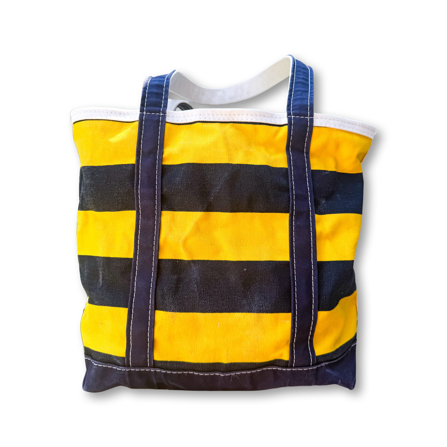 RARE Vintage LL Bean Boat & Tote Medium Distressed Yellow and Navy