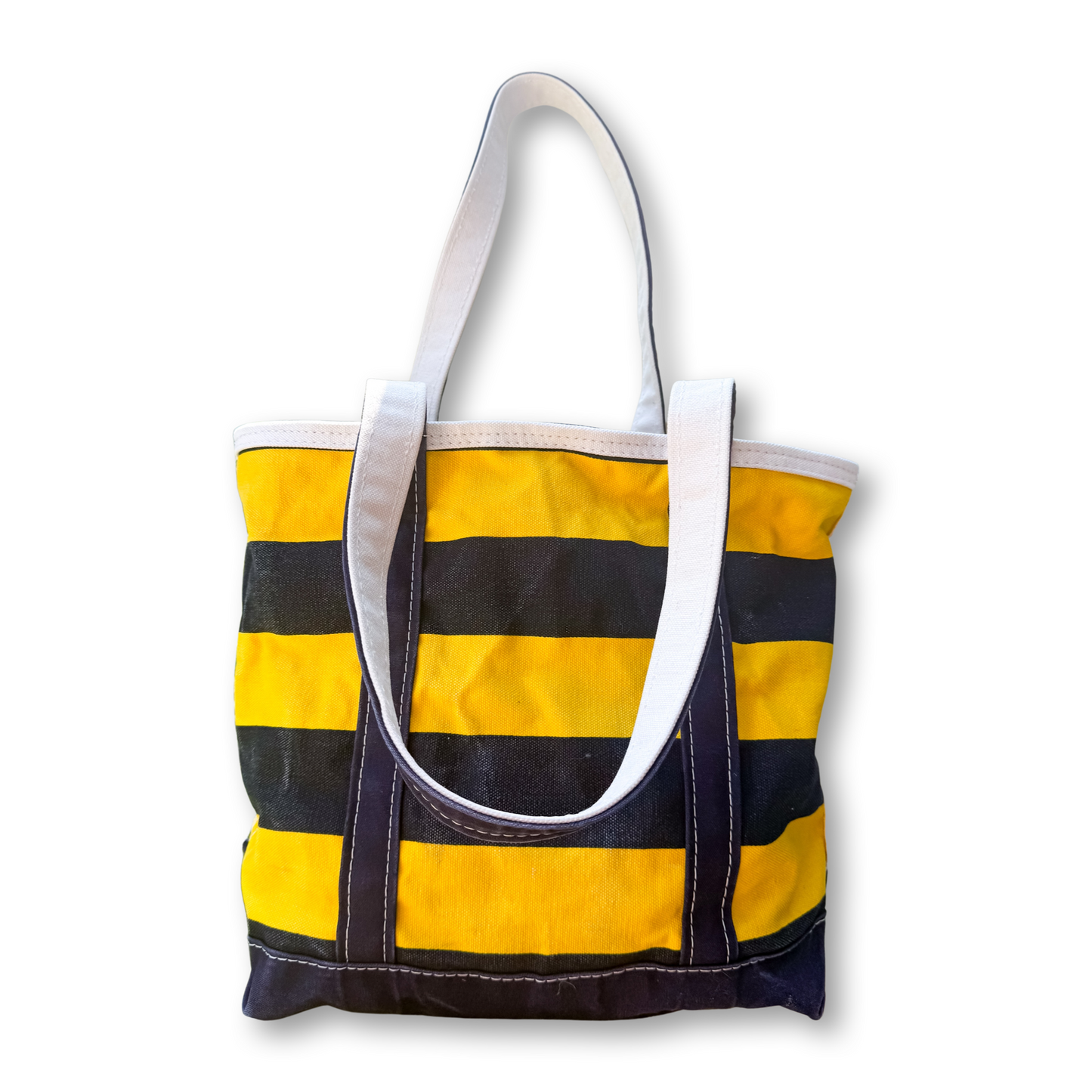RARE Vintage LL Bean Boat & Tote Medium Distressed Yellow and Navy