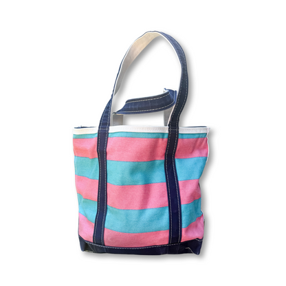 Vintage Y2K LL Bean Boat & Tote Pink and Blue Rugby Stripe