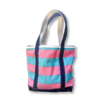 Vintage Y2K LL Bean Boat & Tote Pink and Blue Rugby Stripe