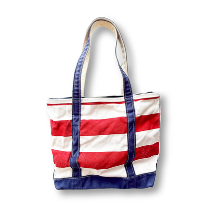 Vintage Y2K LL Bean Boat & Tote Medium Red and White Rugby Stripe