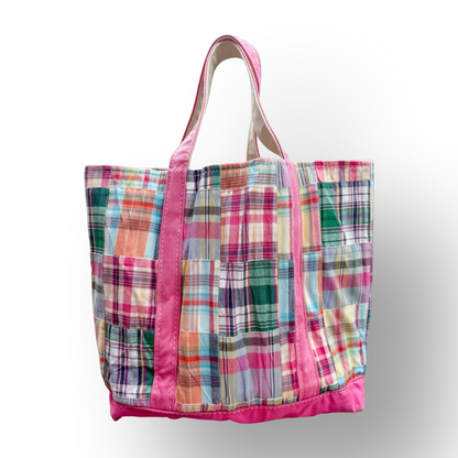 Vintage Y2K LL Bean Boat & Tote Medium Pink Madras