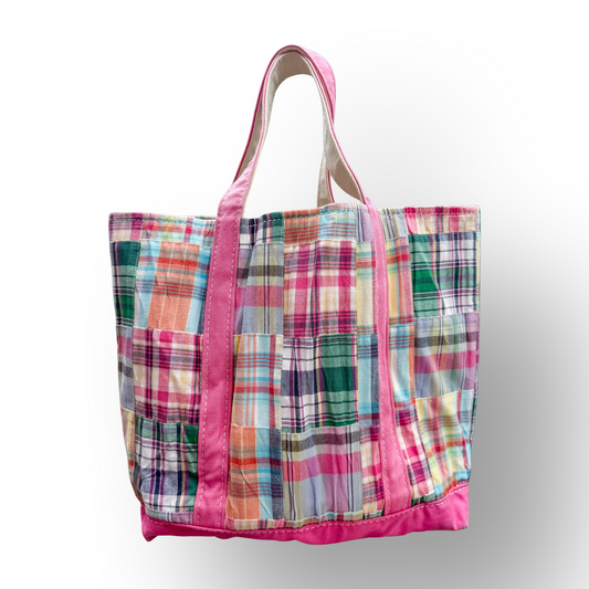 Vintage Y2K LL Bean Boat & Tote Medium Pink Madras