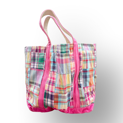 Vintage Y2K LL Bean Boat & Tote Medium Pink Madras