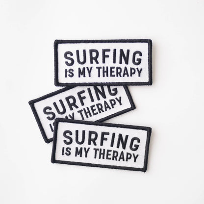Surfing Is My Therapy Embroidered Iron on Patch