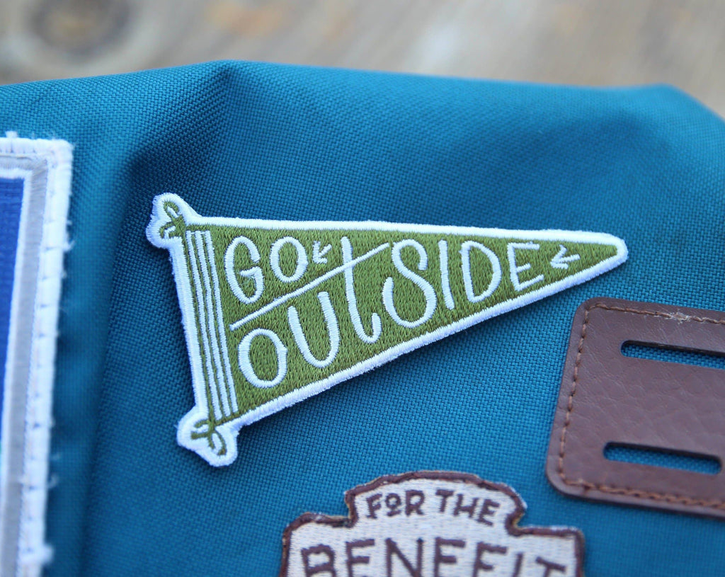 Go Outside Banner Embroidered Iron on Patch: No