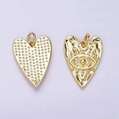 Hammered Evil Eye Heart Charm- 14k Gold Filled