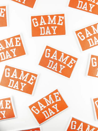 Orange Game Day Embroidered Iron-On Patch Football Tailgate