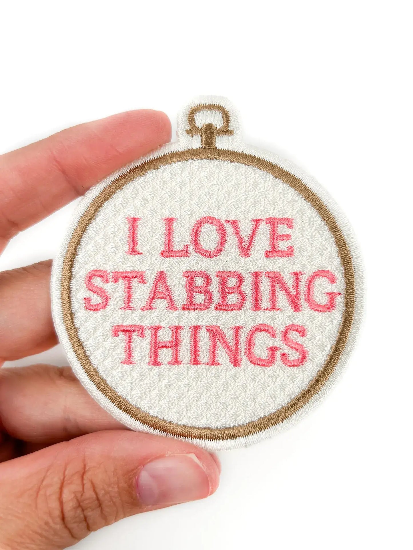 I Love Stabbing Things Embroidered Iron On Patch
