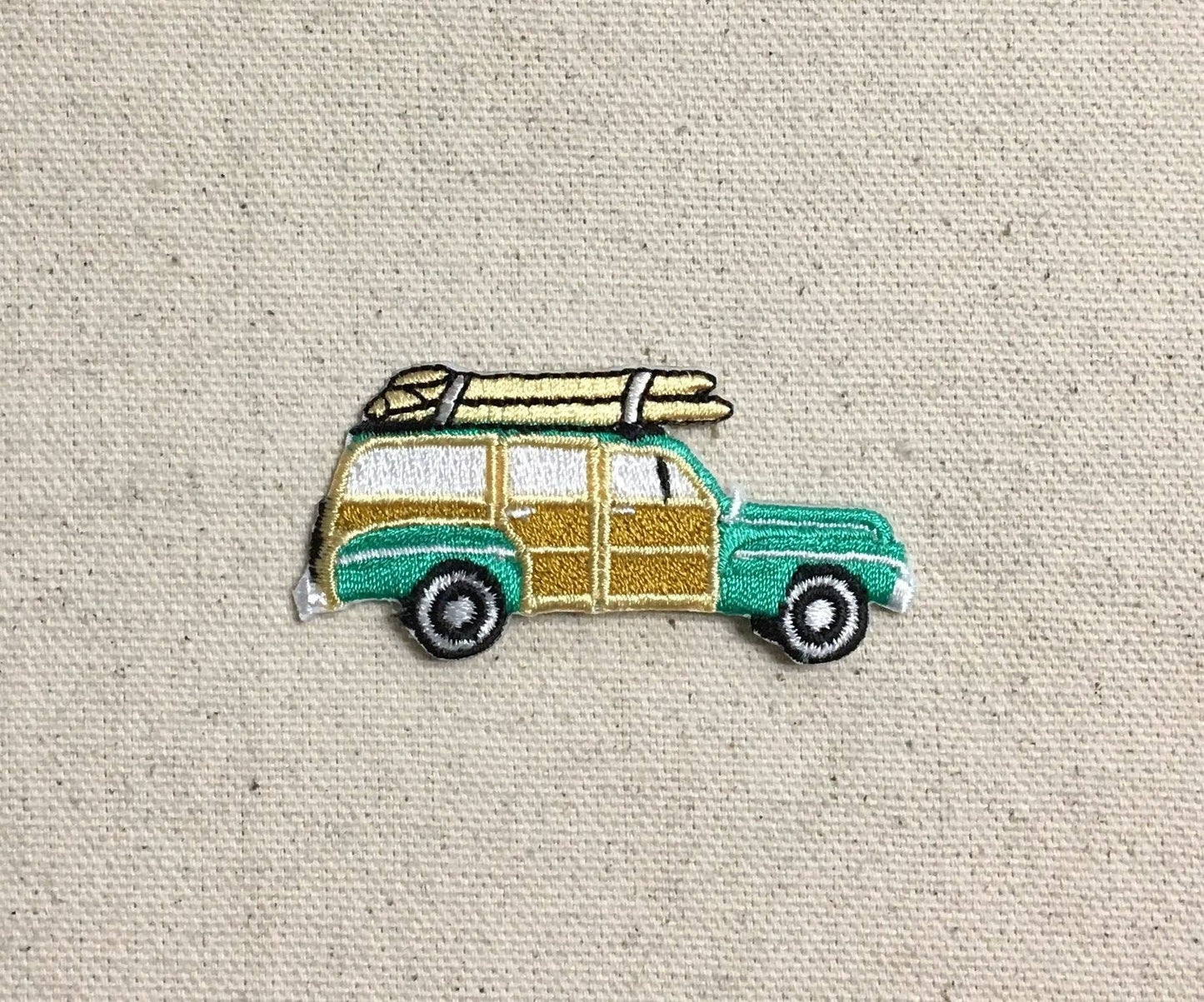 Beach Woodie Sedan - Teal Wagon - Surfboards - Iron on Patch