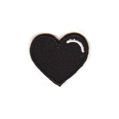 Black heart-shaped patch with a white outline on a white background