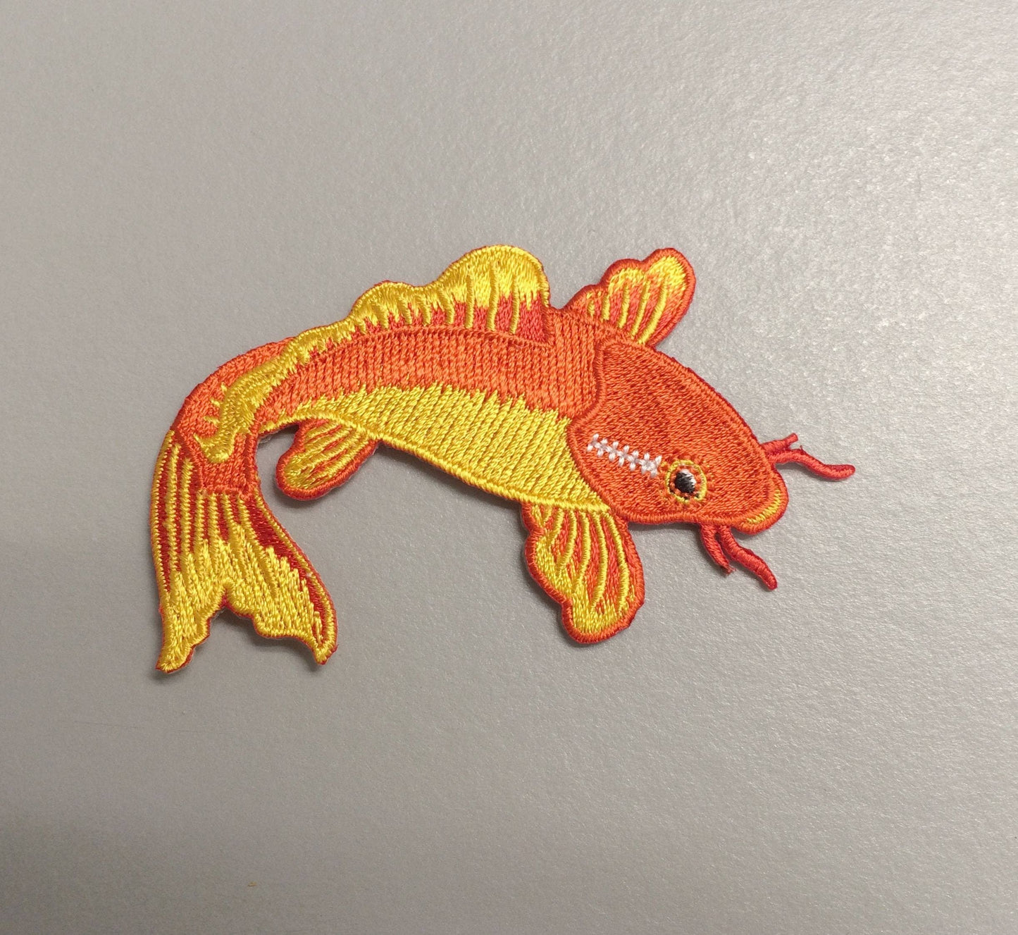 Orange Koi Fish, Nishikigoi Carp, Embroidered Iron on Patch