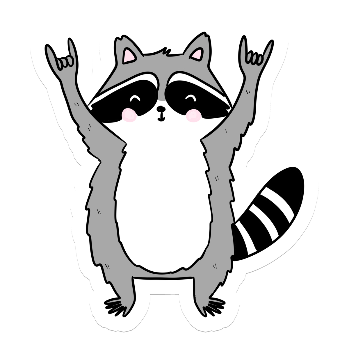 Rocking Raccoon | Animal | Waterproof Sticker | 3"