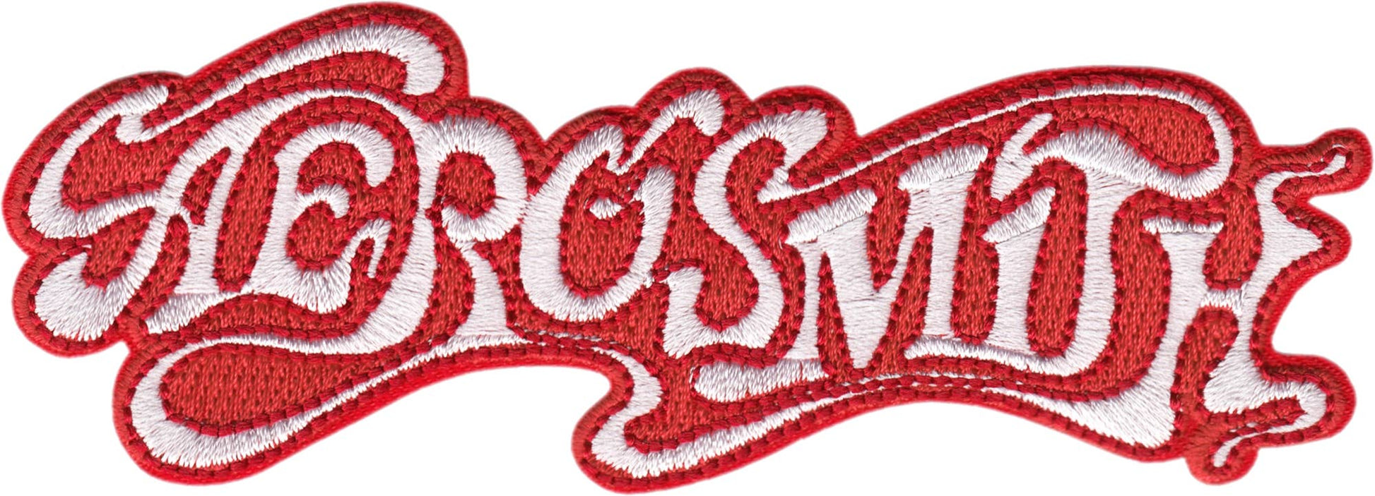 Embroidered patch with 'Aerosmith' logo in red and white