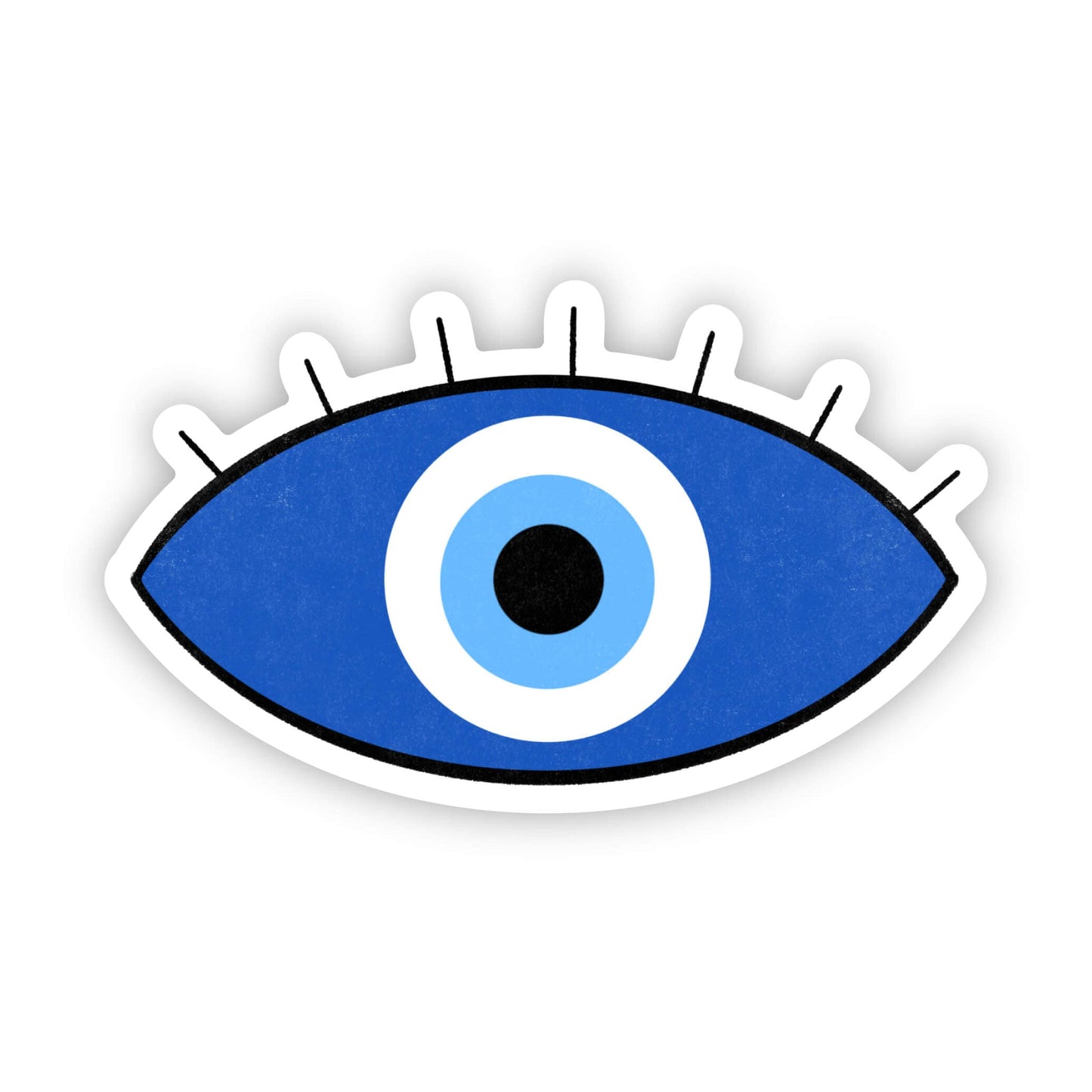 Illustration of a blue eye with a white outline on a white background