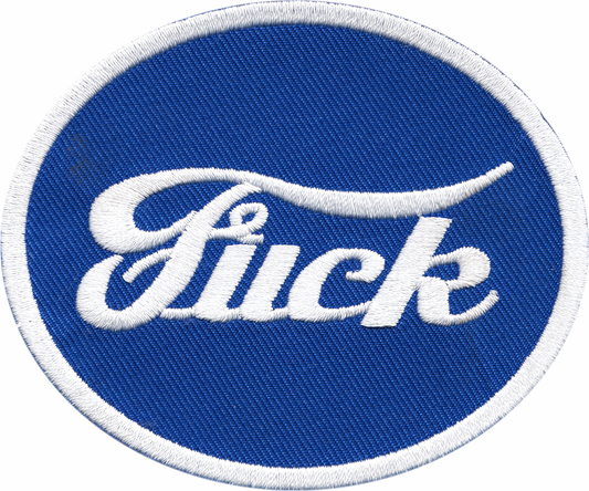 Embroidered patch with 'Flick' logo on a blue background