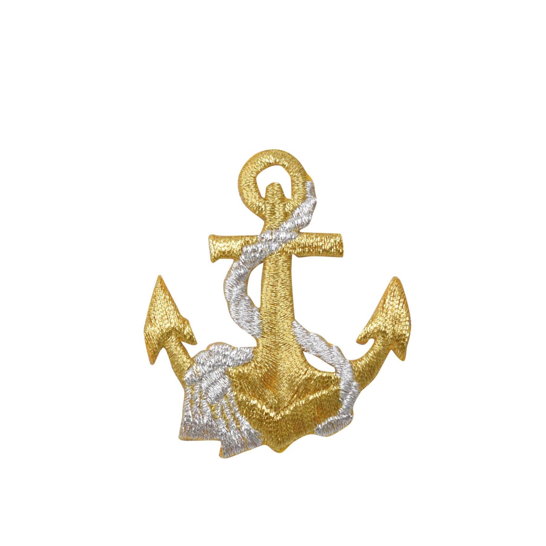Gold and silver anchor emblem on a white background