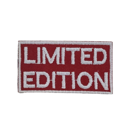 Embroidered patch with 'LIMITED EDITION' text on a red background