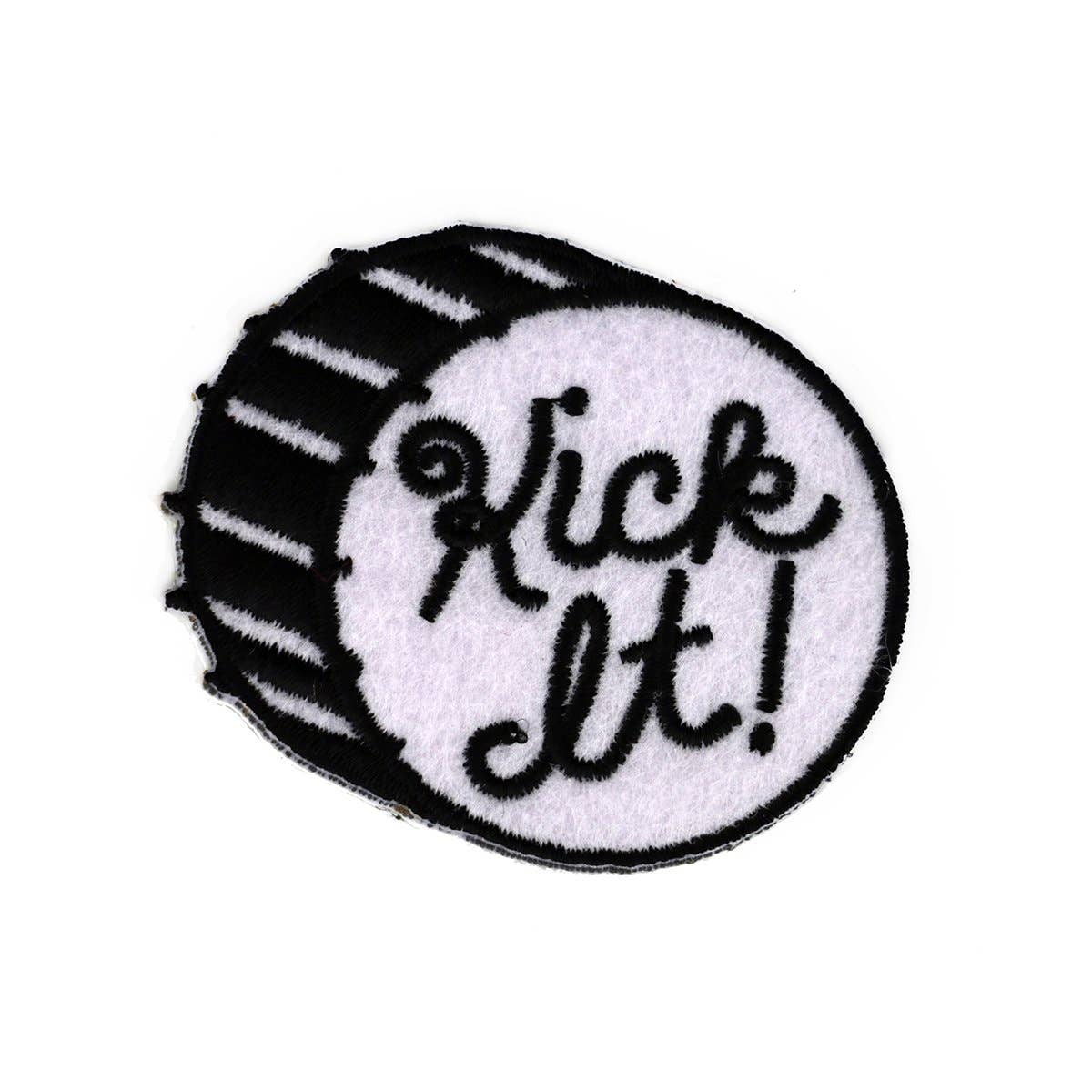 Patch with 'Lick It!' text on a white background