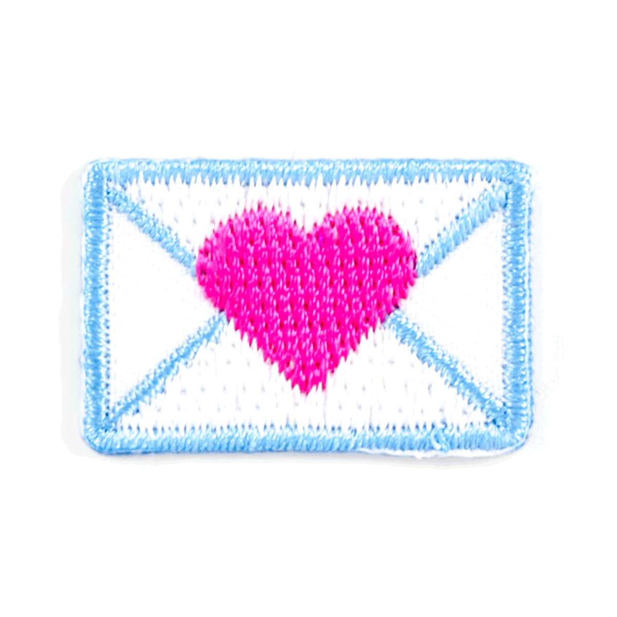 Blue envelope with a pink heart inside on a white background
