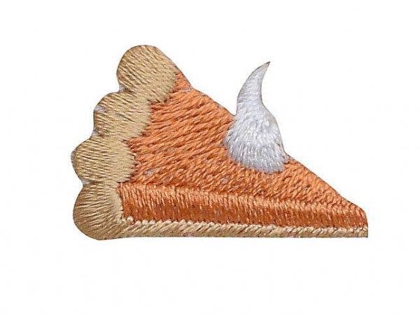 Patch of pumpkin pie with a white cloud on a white background