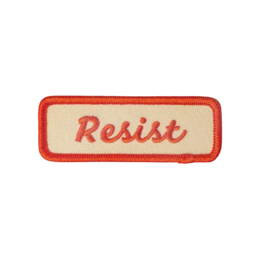 Patch with 'Resist' text on a white background