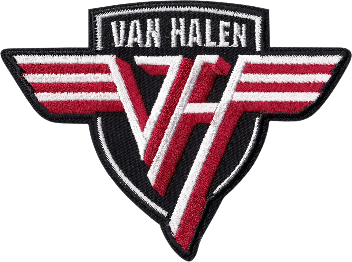 Van Halen logo patch with red, white, and black design on a white background