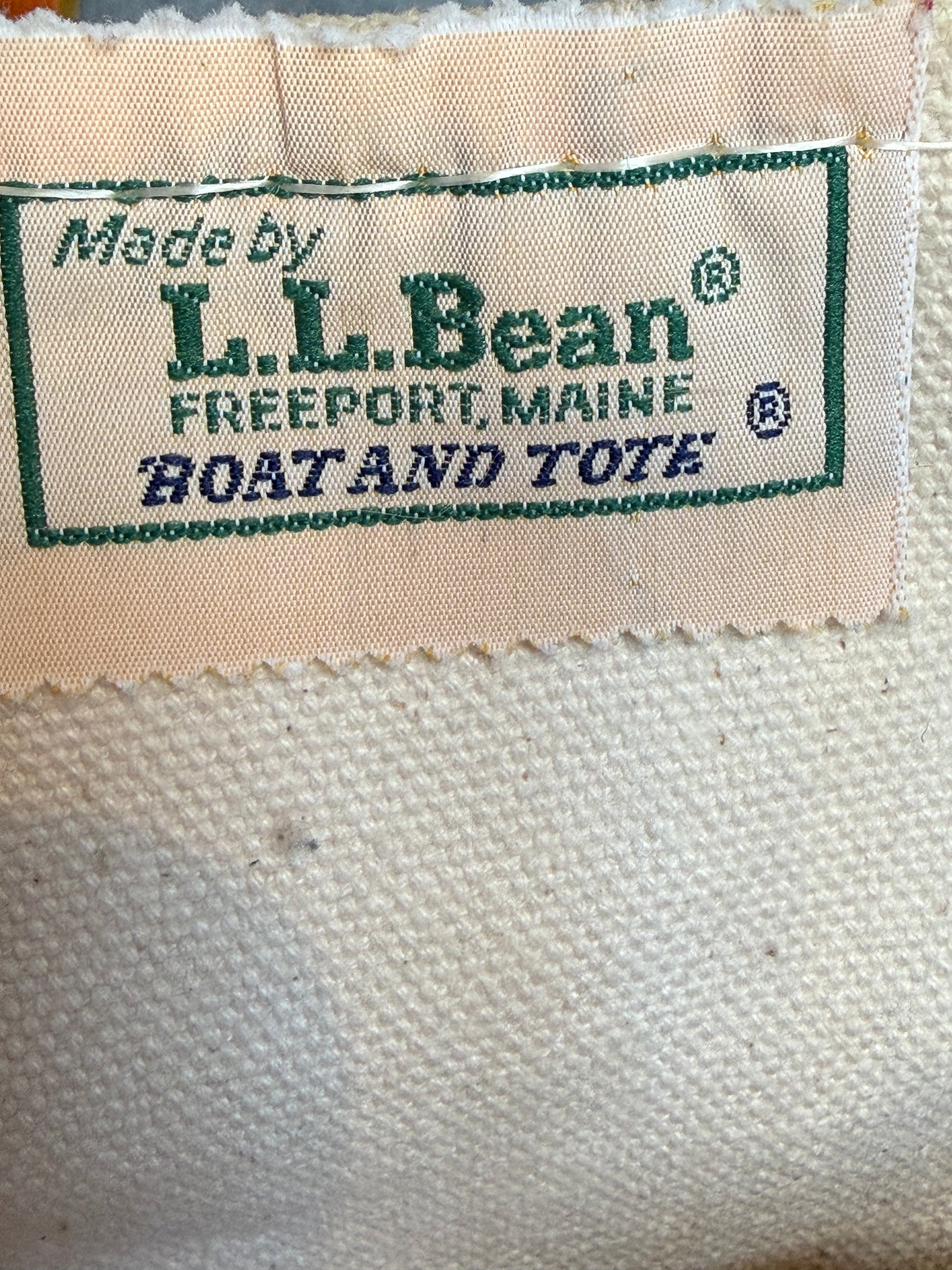 L.L. Bean label on a fabric surface