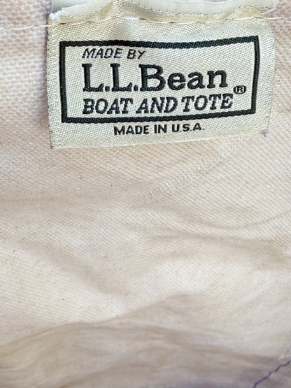 L.L. Bean label on a beige fabric background