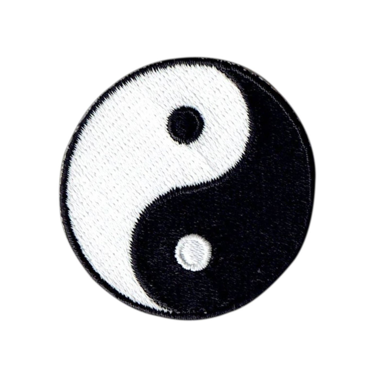 Yin and Yang symbol patch on a white background