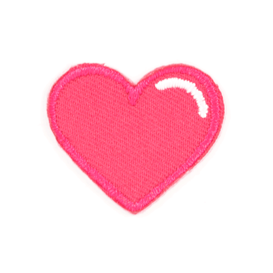 Pink heart-shaped patch on a white background