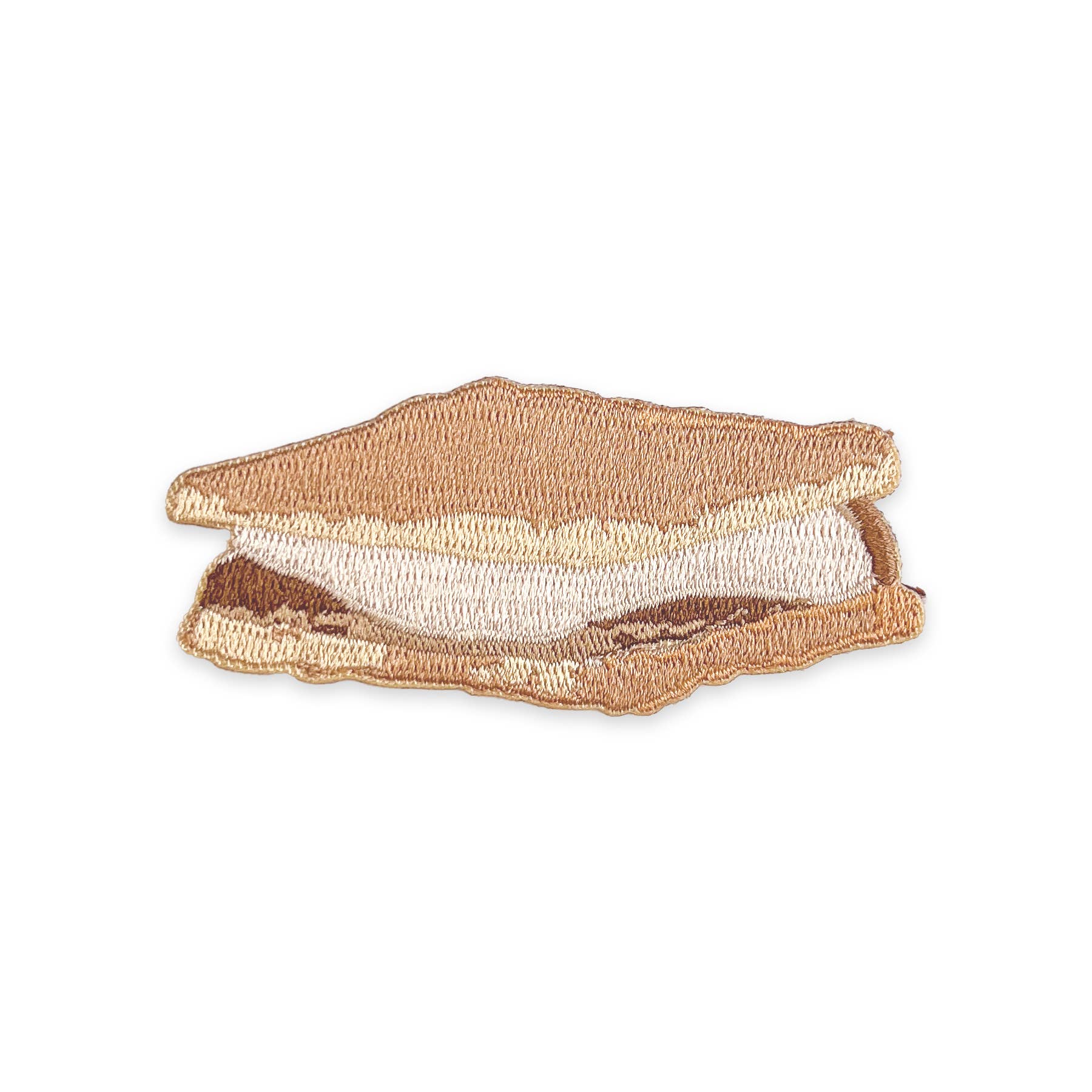 Textured s'more patch on a white background