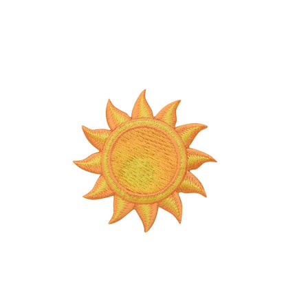 Embroidered sun patch on a white background