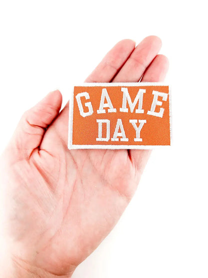 Orange Game Day Embroidered Iron-On Patch Football Tailgate