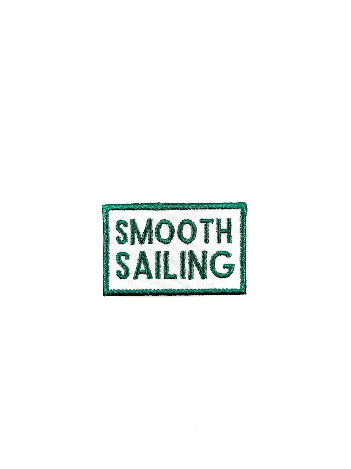 Green Smooth Sailing Embroidered Iron-On Patch Nautical