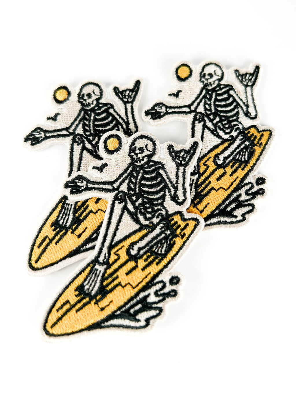 Skeleton Surfer Embroidered Patch | Surfing Iron On Patch