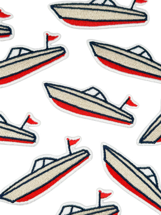 Speed Boat Embroidered Patch | Nautical Boat Iron On