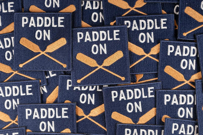 Paddle On Embroidered Iron-On Patch Lake Canoe Outdoor