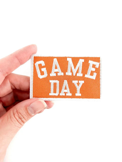 Orange Game Day Embroidered Iron-On Patch Football Tailgate