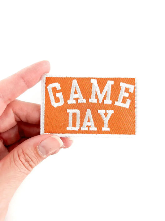 Orange Game Day Embroidered Iron-On Patch Football Tailgate