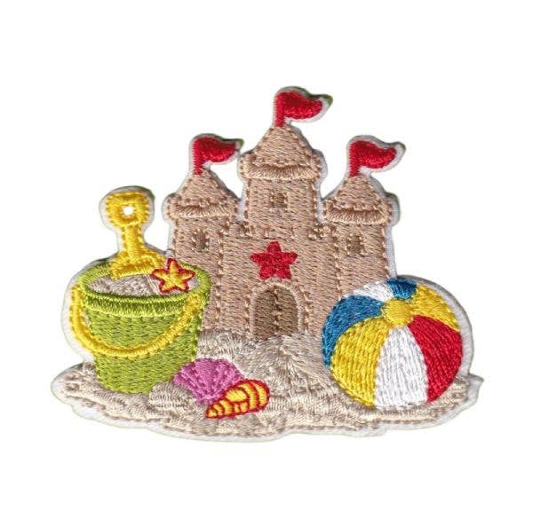 Sand Castle with Beach Ball and Pail, Iron on Patch