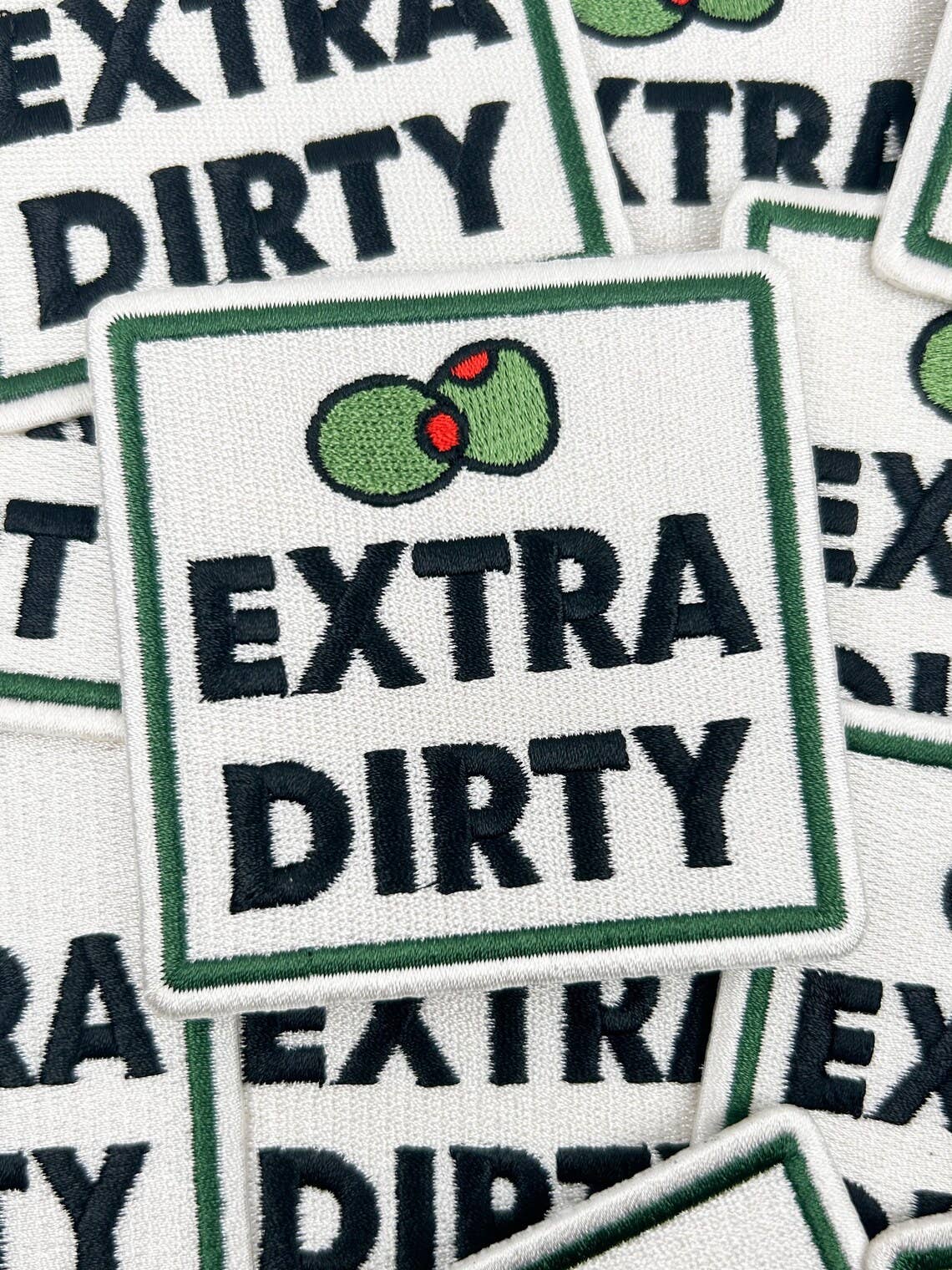 Extra Dirty Patch Funny Embroidered Iron On Martini Cocktail