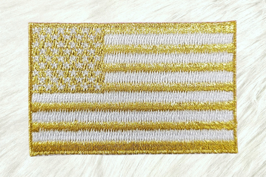 Gold USA Flag Iron-on Patch