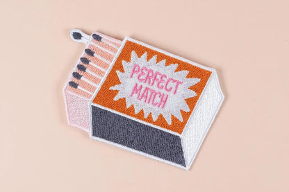 Perfect Match Embroidered Iron-On Patch Retro Matchbox