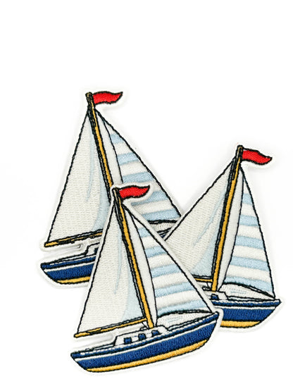 Sailboat Embroidered Patch Nautical Boat Patch Coastal Sail