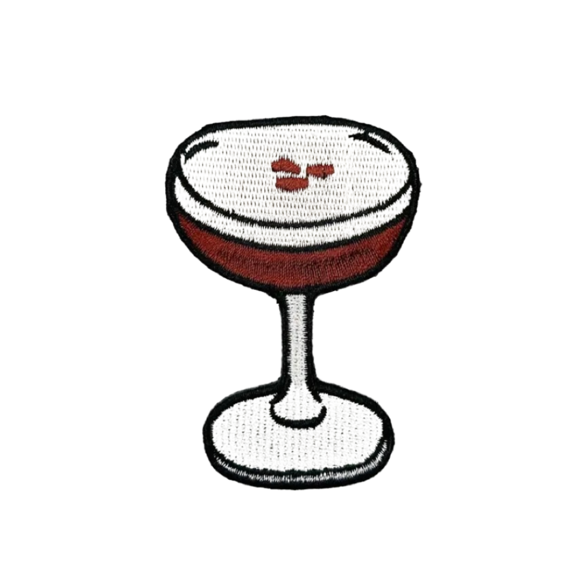 Illustration of a cocktail glass with red liquid and white foam on a white background