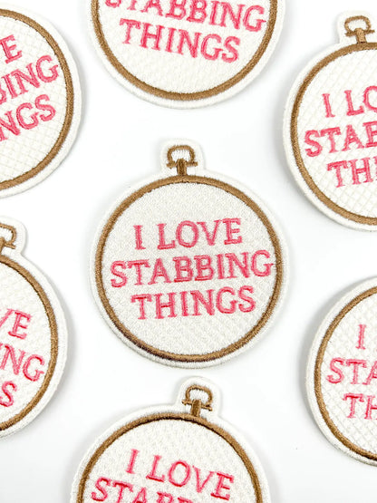 I Love Stabbing Things Embroidered Iron On Patch