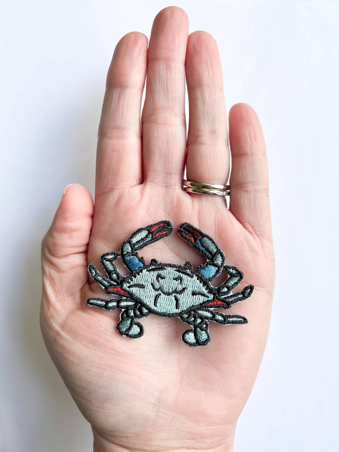 Blue Crab Iron On Embroidered Patch