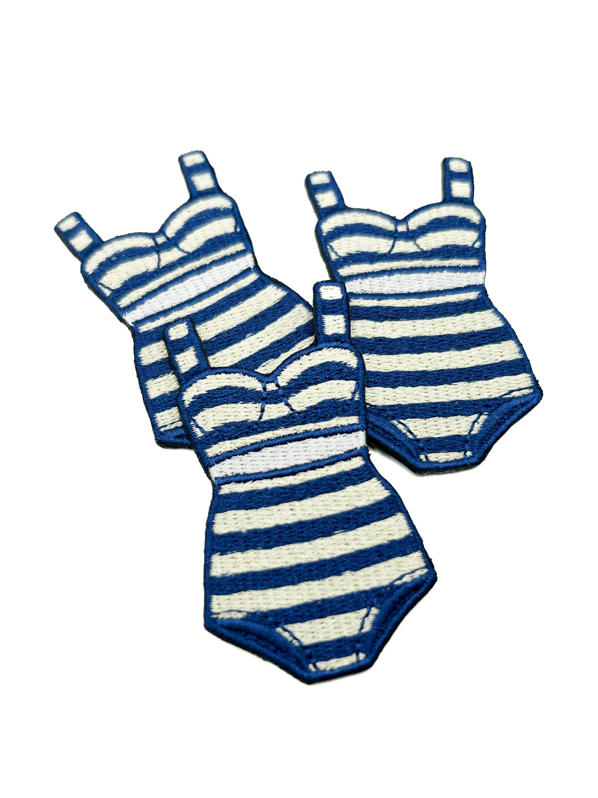 Preppy Striped Bikini, Navy Cream Coastal Swimsuit Iron On Patch